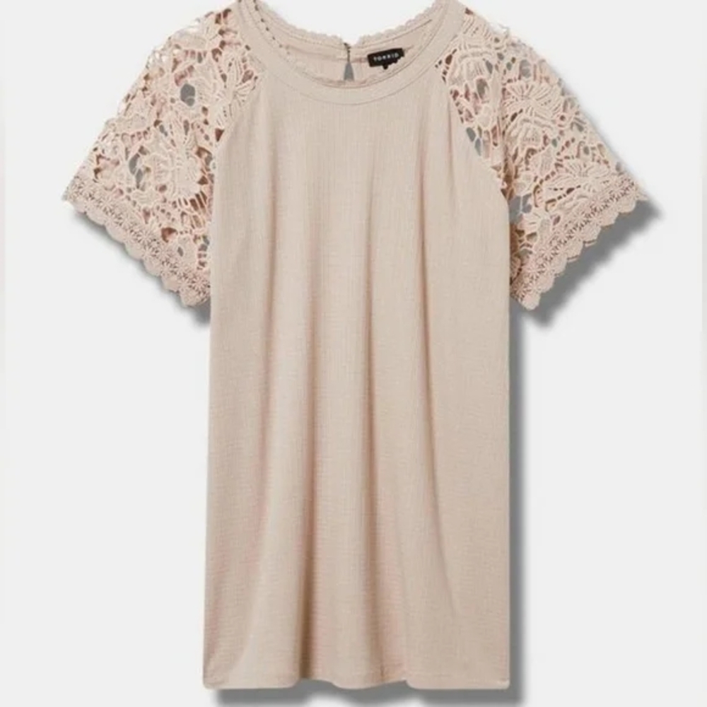 Tan Lace Sleeve Women's Top